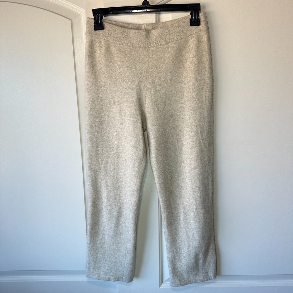 Naadam Signature Cashmere Cropped Pants Oatmeal Womens S Beige Neutral High Rise - Picture 2 of 6